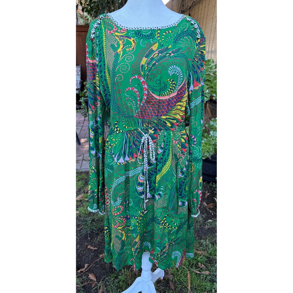 Anthropologie Maeve Janis Viscose Peacock Paisley Dress 10